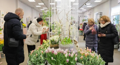 聖彼得堡舉辦鮮花展迎接婦女節(jié)